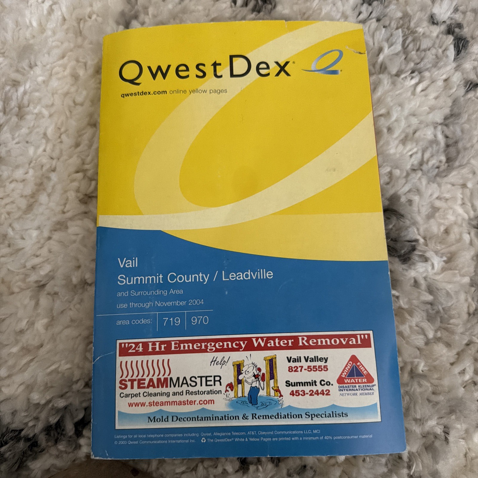 2004 QwestDex VAIL SUMMIT COUNTY/Leadville 719 970 Yellow/White Pages Phone Book