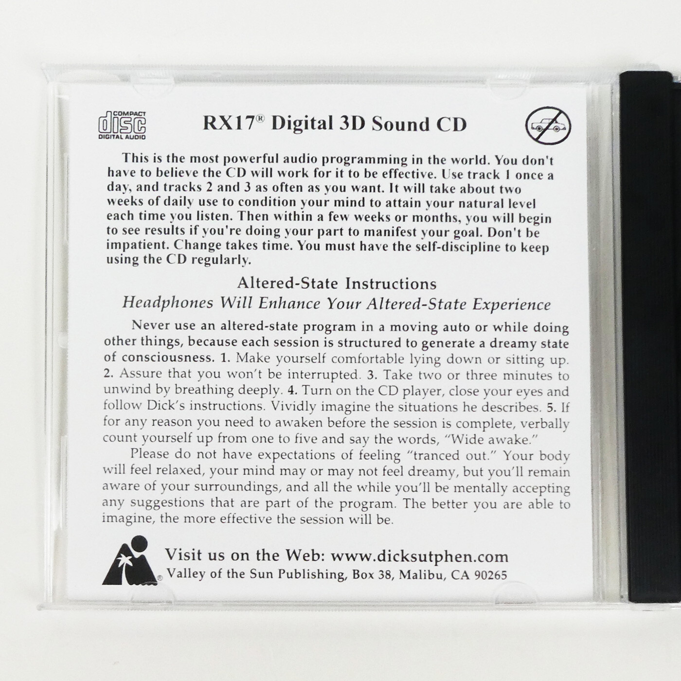 POWER & SUCCESS Motivational Self Hypnosis CD Dick Sutphen Guided Imagery and