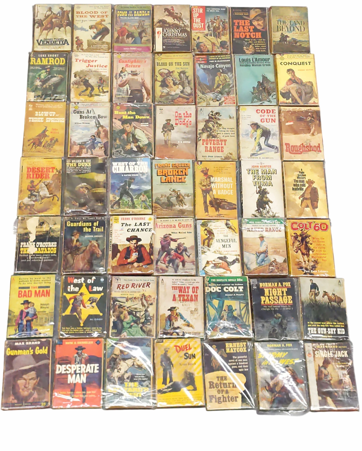 Lot of 49 Vintage Western Paperback Books Mixed Title/Authors