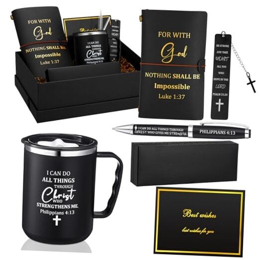 6 Pcs Christian Gifts for Men Pastors 17 oz Christian Coffee Mugs Black