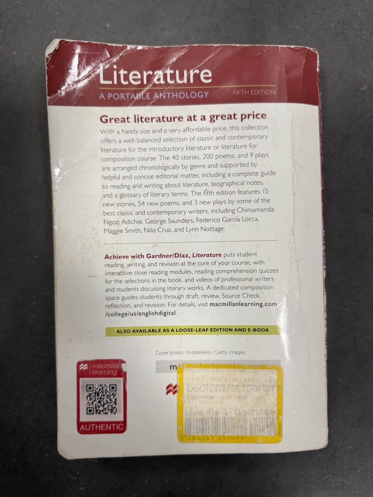 Literature: A Portable Anthology, Gardner, Janet,Diaz, Joanne,Lawn, Beverly,Ridl