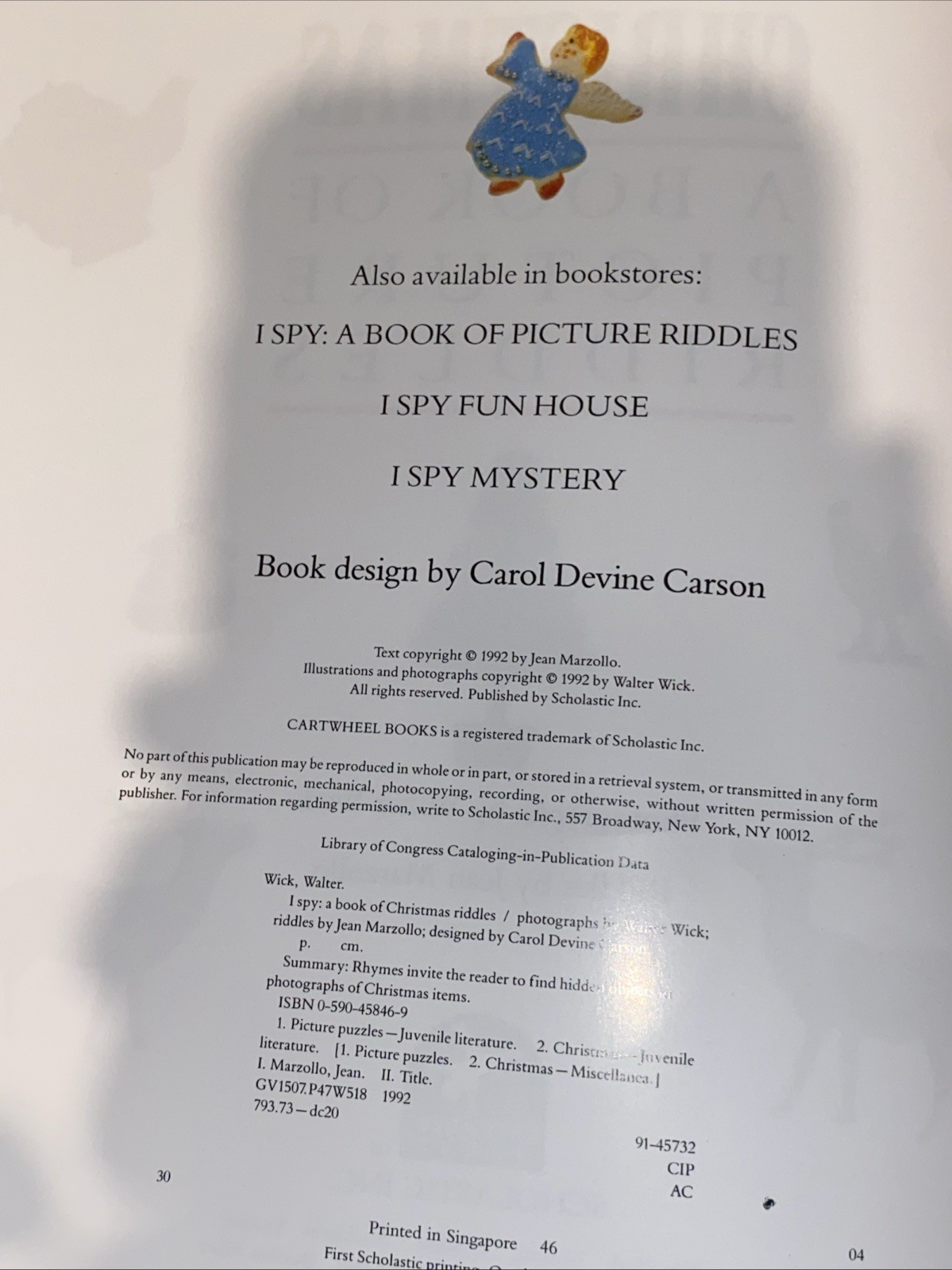 I Spy Ser.: I Spy Christmas by Jean Marzollo (1992, Picture Book)