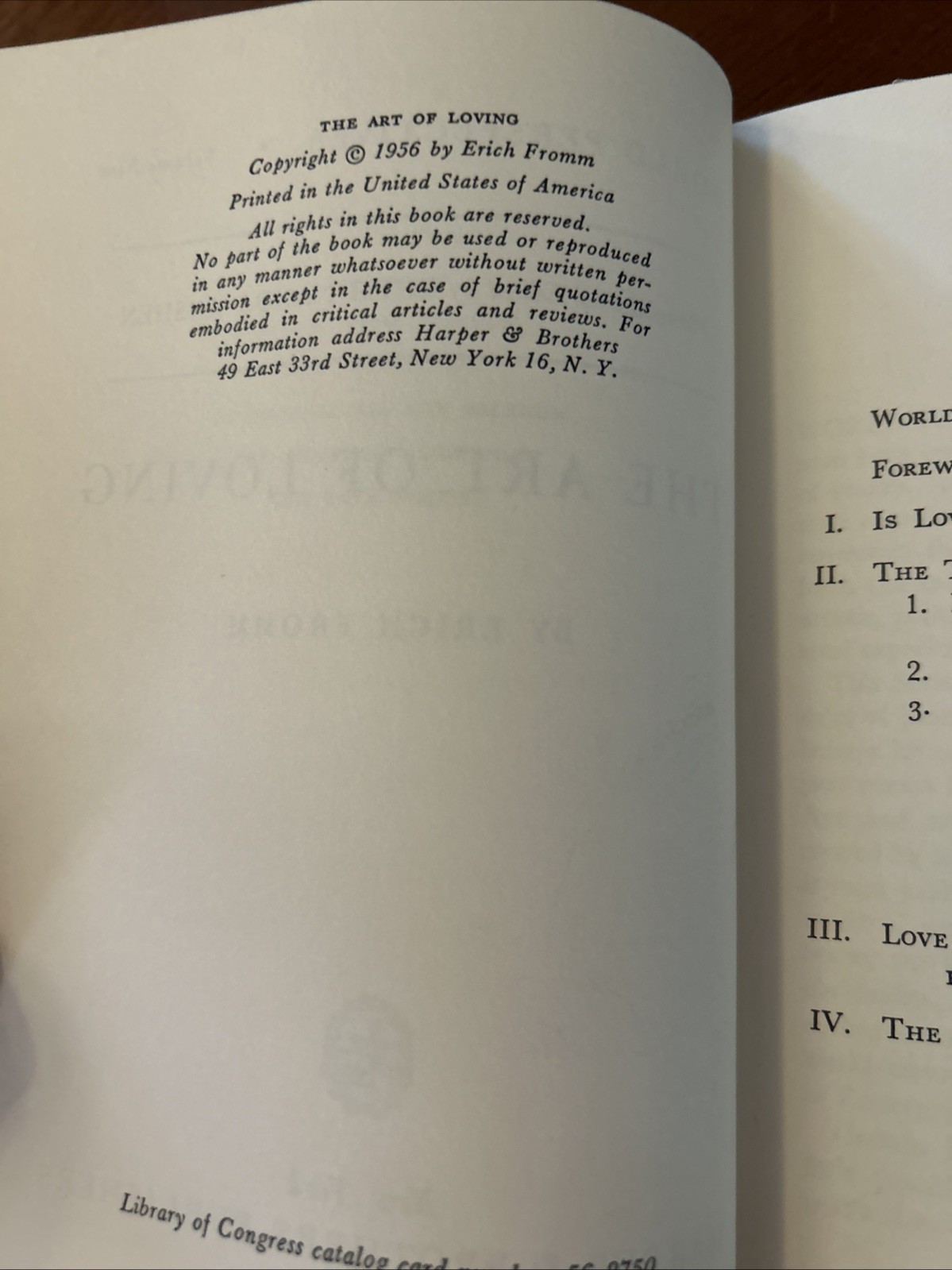 RARE The Art Of Loving Erich Fromm Harper 1st Printing 1956 HCDJ VG