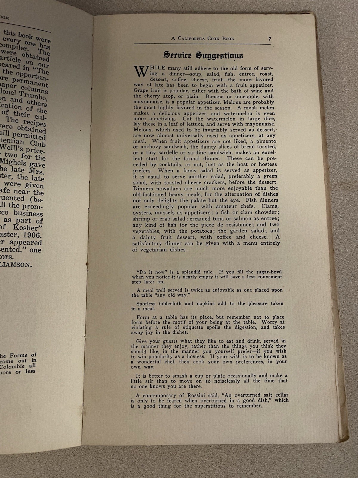 A California Cook Book By Sarah Williamson 1917 Very Rare Read Desc
