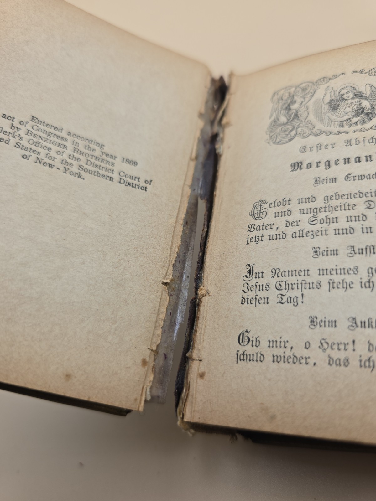 Antique 1860s Velvet German Prayer Book Brass