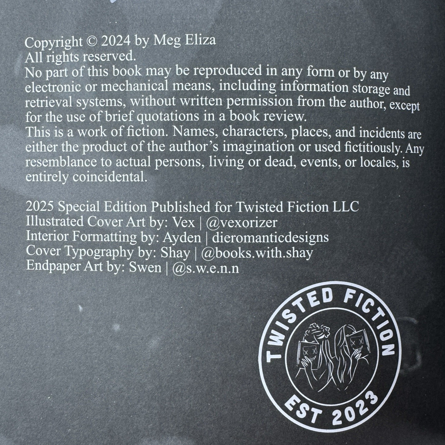 Meg Eliza Creed Twisted Fiction Event Special Edition Hardcover New