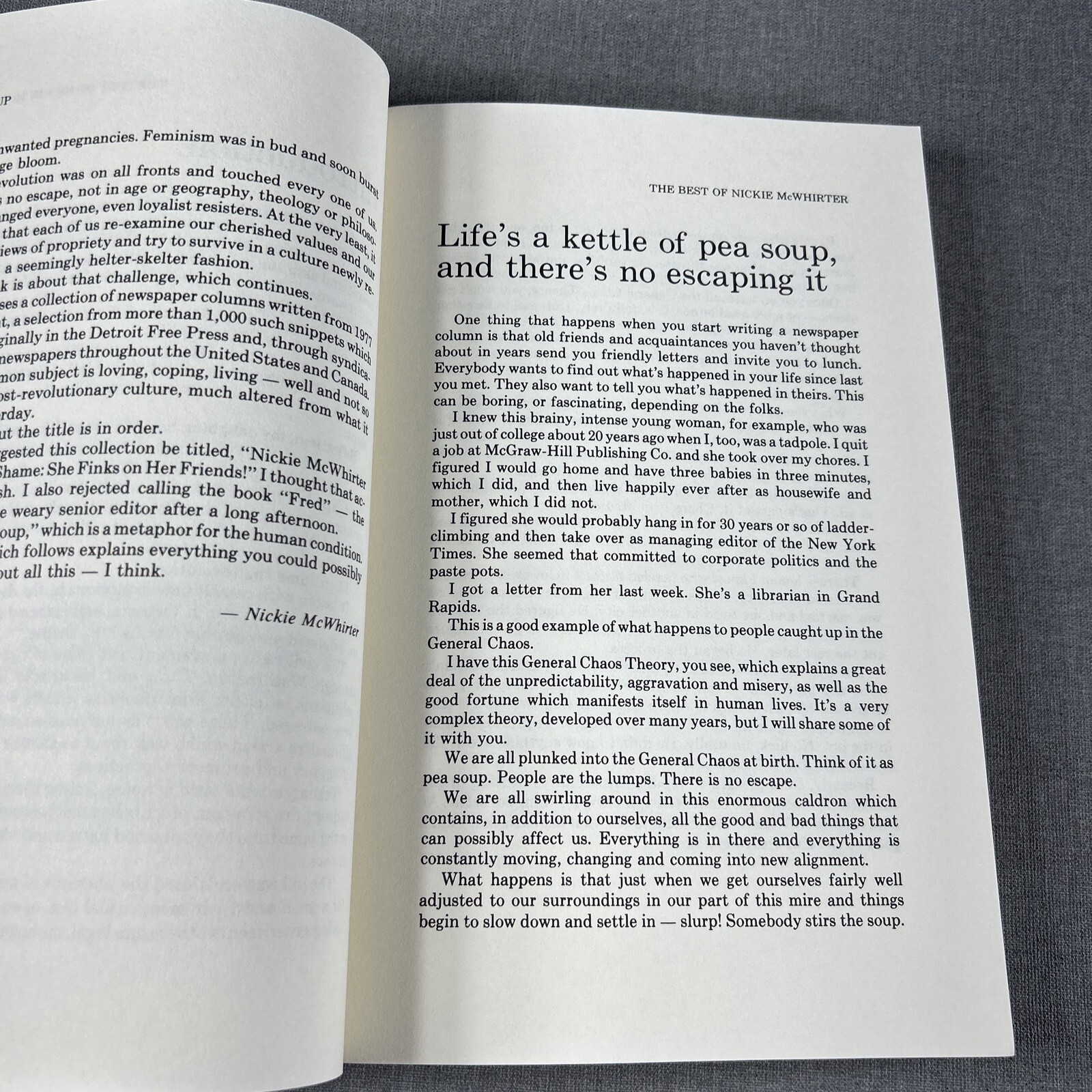 Pea Soup by Nickie McWhirter 1984 Trade Paperback Book Detroit Free Press