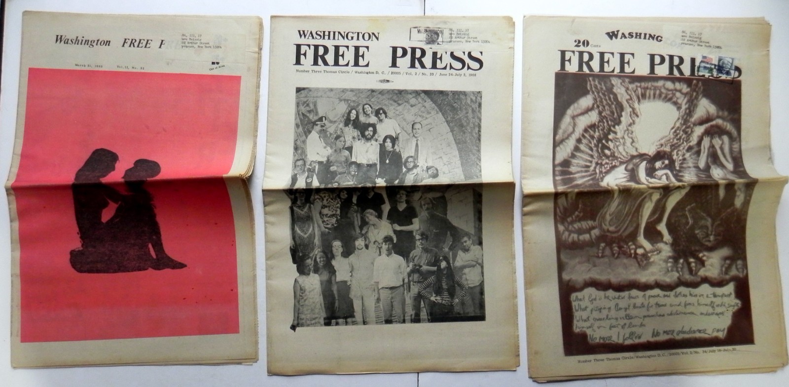 Lot of 38 Issues WASHINGTON DC FREE PRESS 1967-69 Radical Youth Underground USA