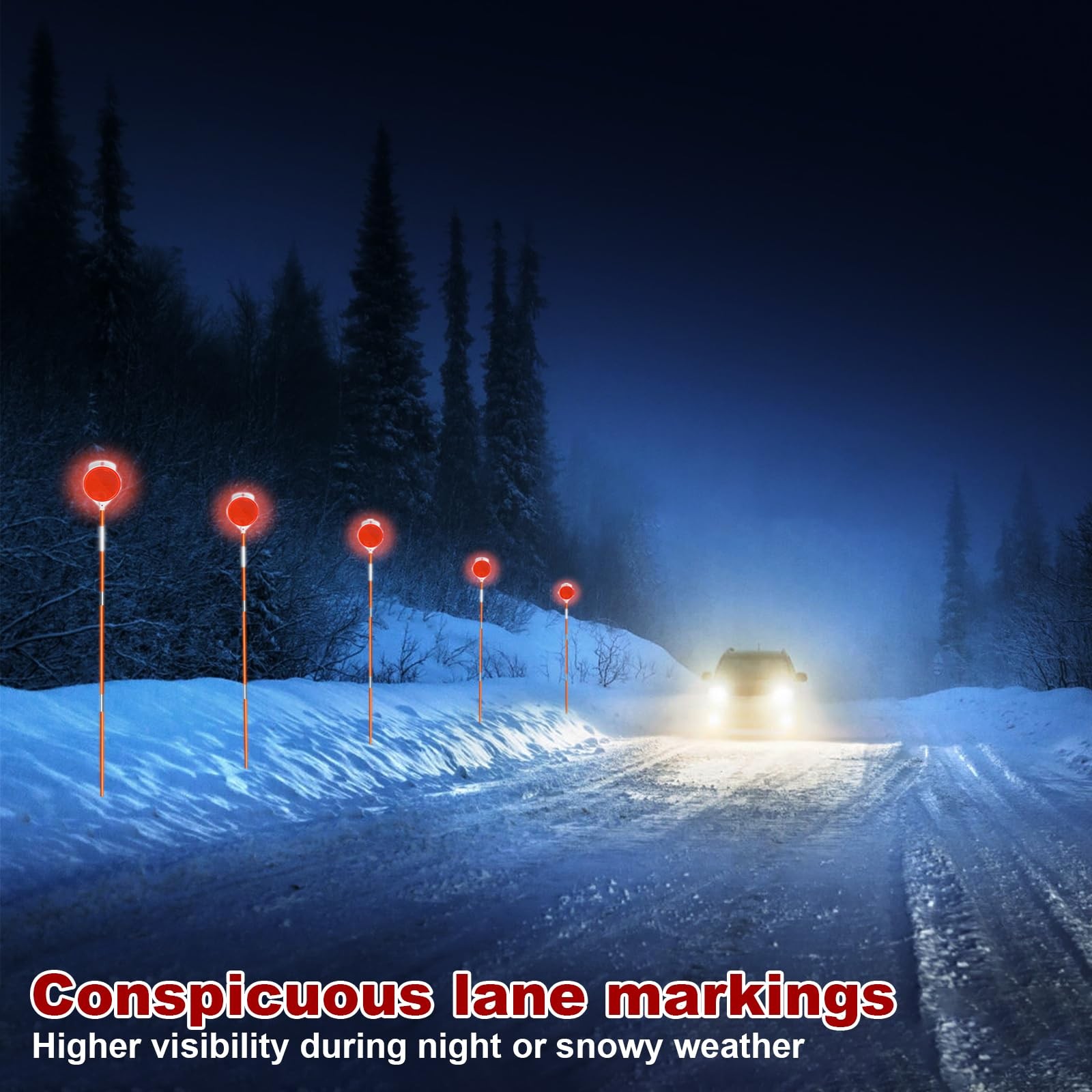 10Pcs Reflective Driveway Markers 48in Reflective for Driveway on Poles Orange