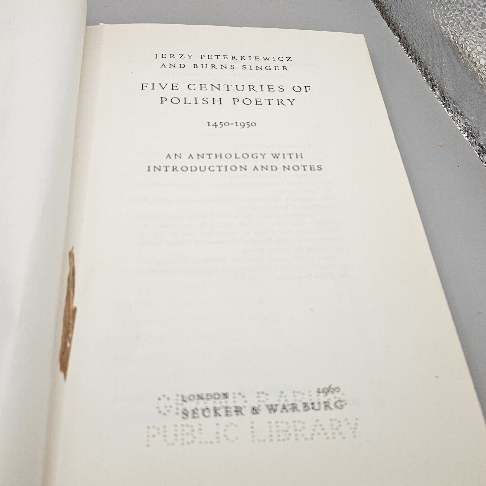 Five Centuries Of Polish Poetry (Peterkiewicz; Singer – 1960)