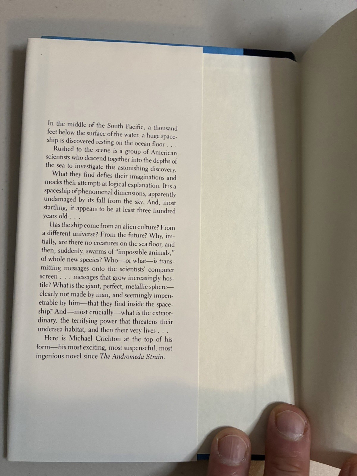 Michael Crichton Sphere Hardcover 1987 Book Club Edition Alfred A. Knopf Inc EXC