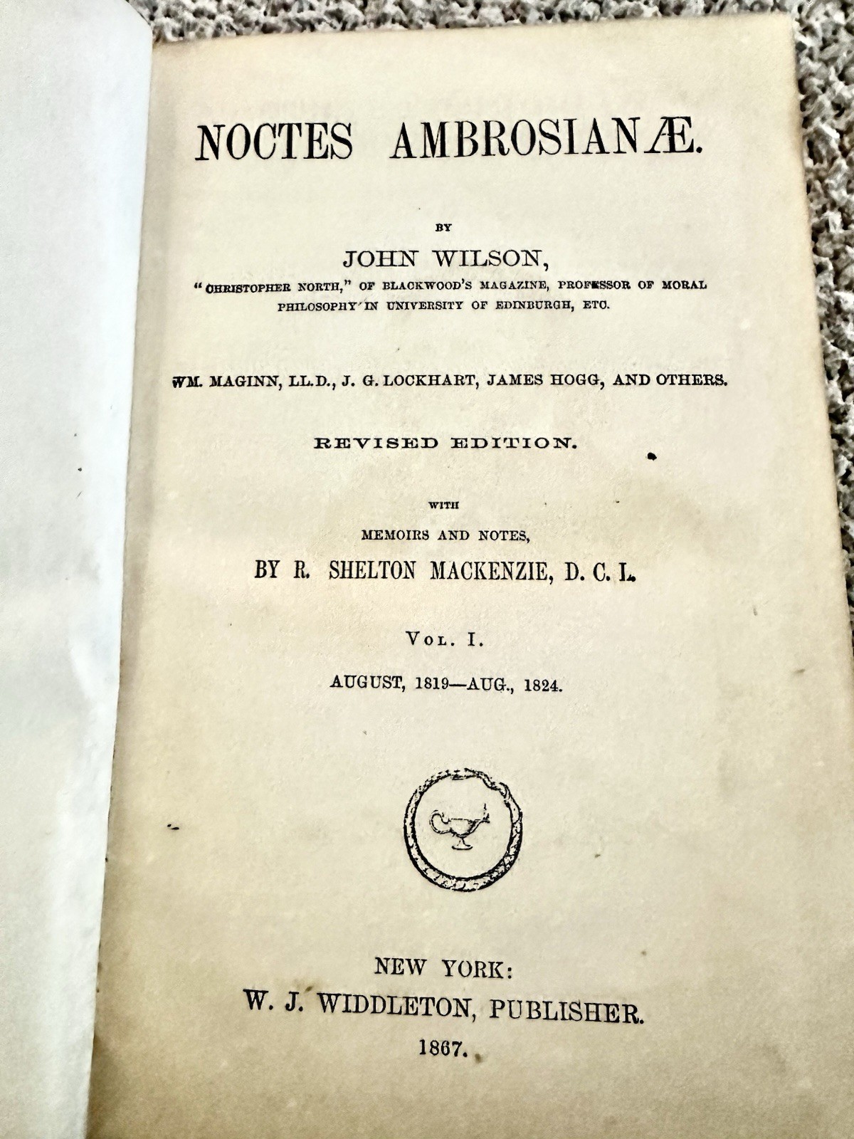 1866- 1867, Revised Ed., 5 Vols (Complete), Noctes Ambrosianae, John Wilson