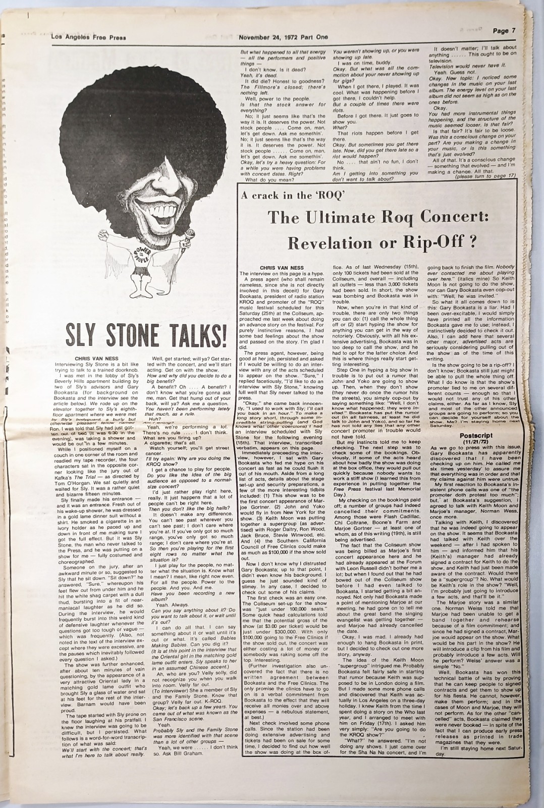 1972 newspaper LOS ANGELES FREE PRESS Bill Walton ANGELA DAVIS Harlan Ellison