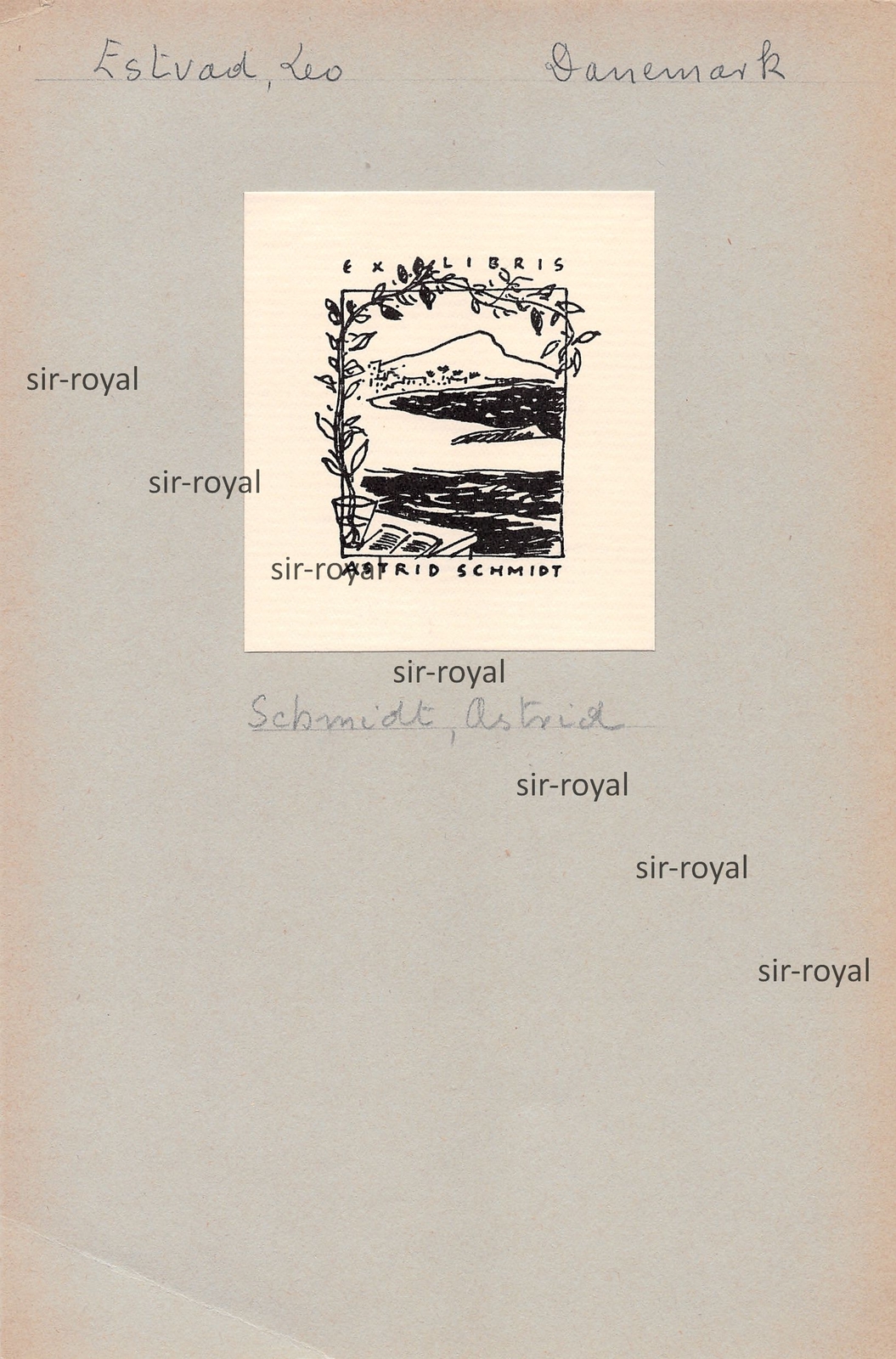 LEO ESTVAD – Exlibris für Astrid Schmidt – Dänemark ~7x7cm