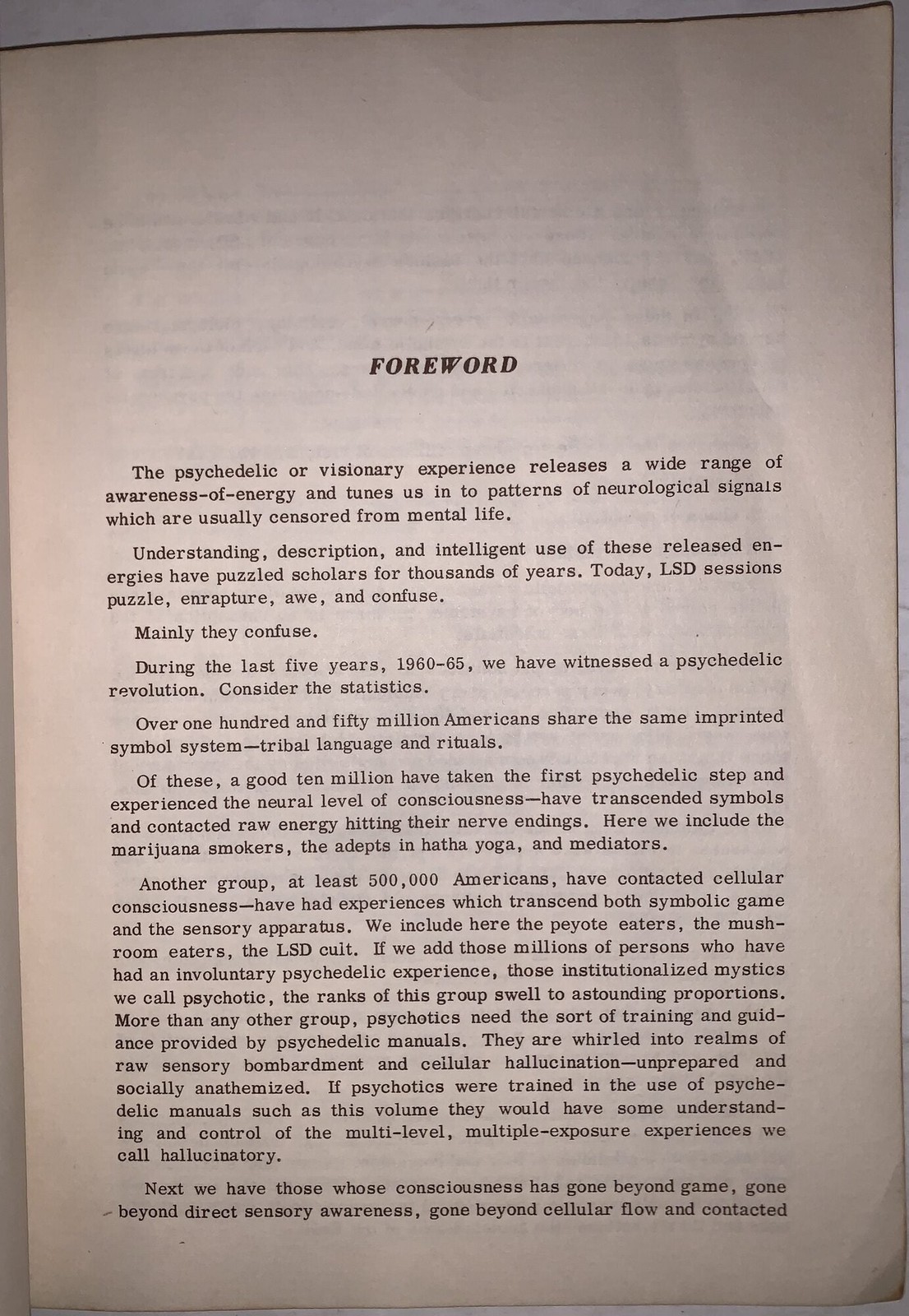 1966, 1st Edition, Timothy Leary. Psychedelic Prayers: Psychedelic Monograph II