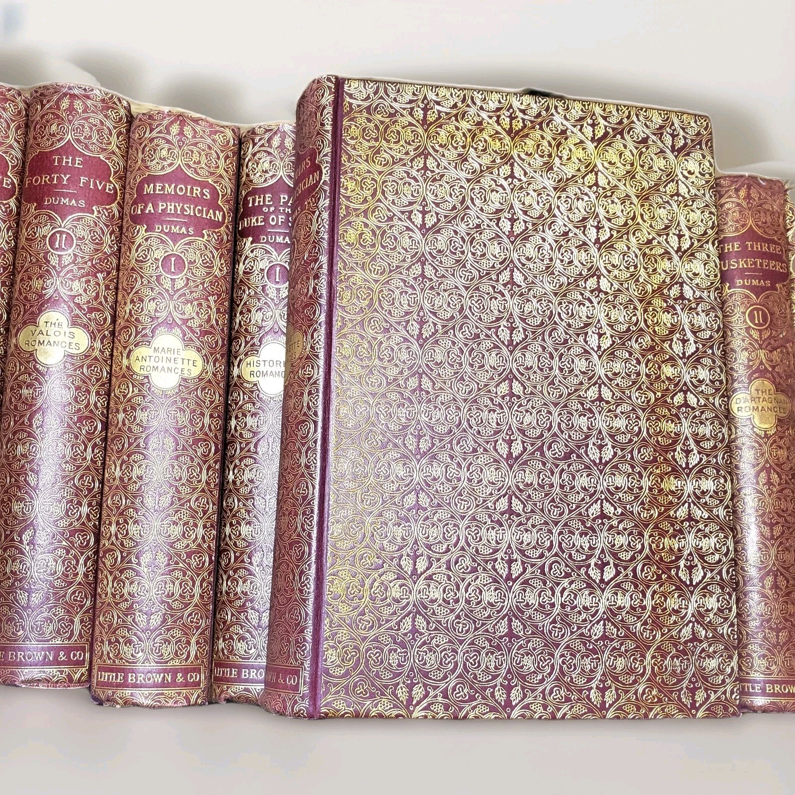 Volume Set Alexandre Dumas Up To 40 Books Fine Binding 1800s Red Gold Beautiful