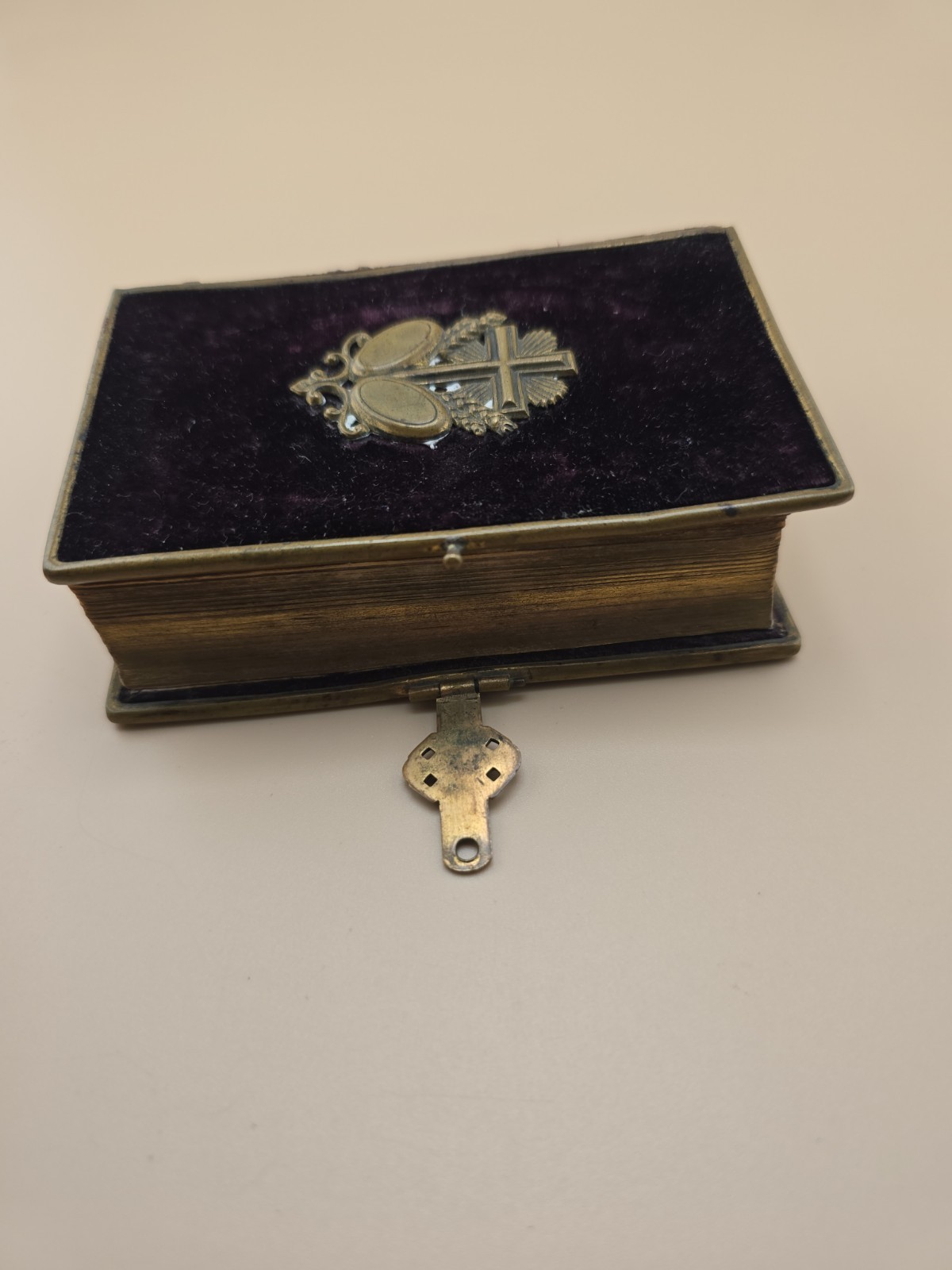 Antique 1860s Velvet German Prayer Book Brass