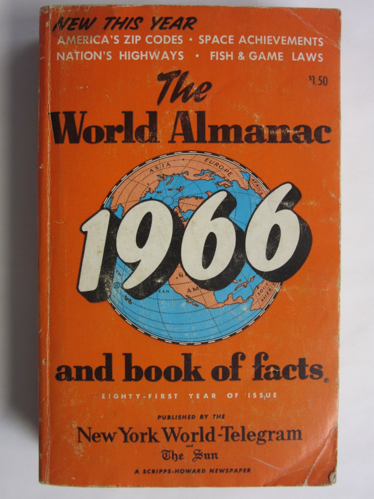 The 1966 World Almanac and Book of Facts New World Telegram 896 pages