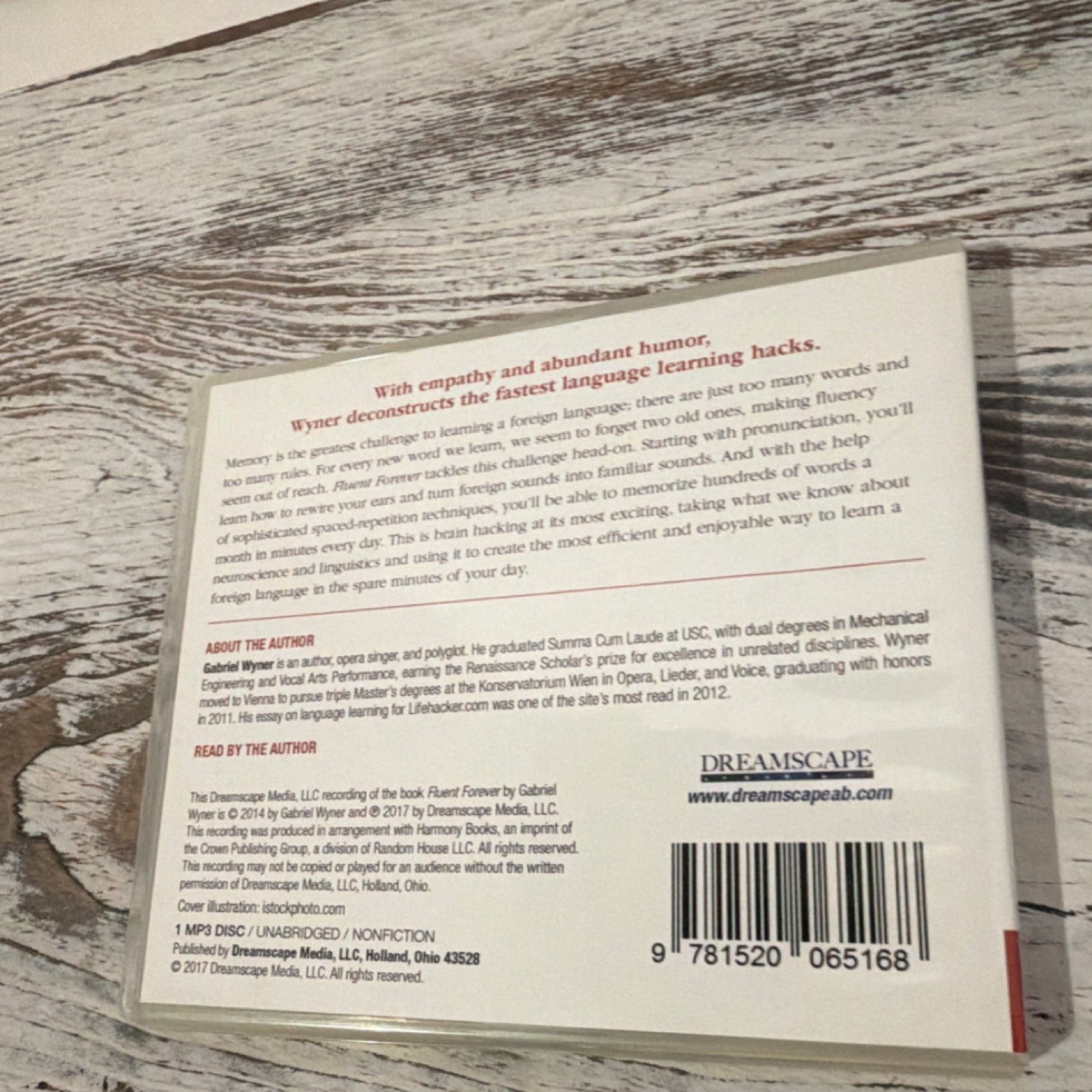 Dreamscape Media Fluent Forever MP3 CD Audiobook, Gabriel Wyner, Language