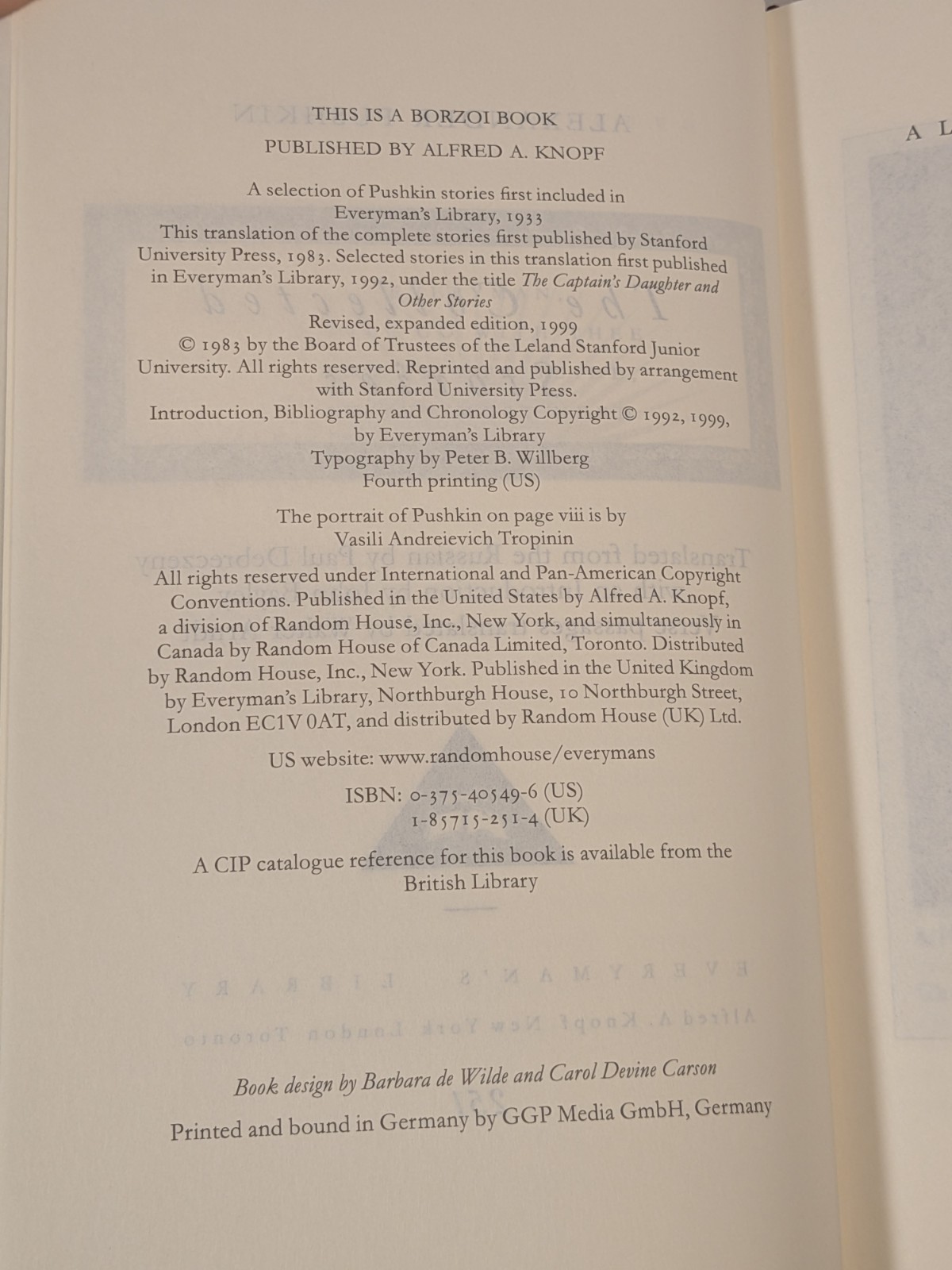 Alexander Pushkin: The Collected Stories Everymans Library Edition Hardcover