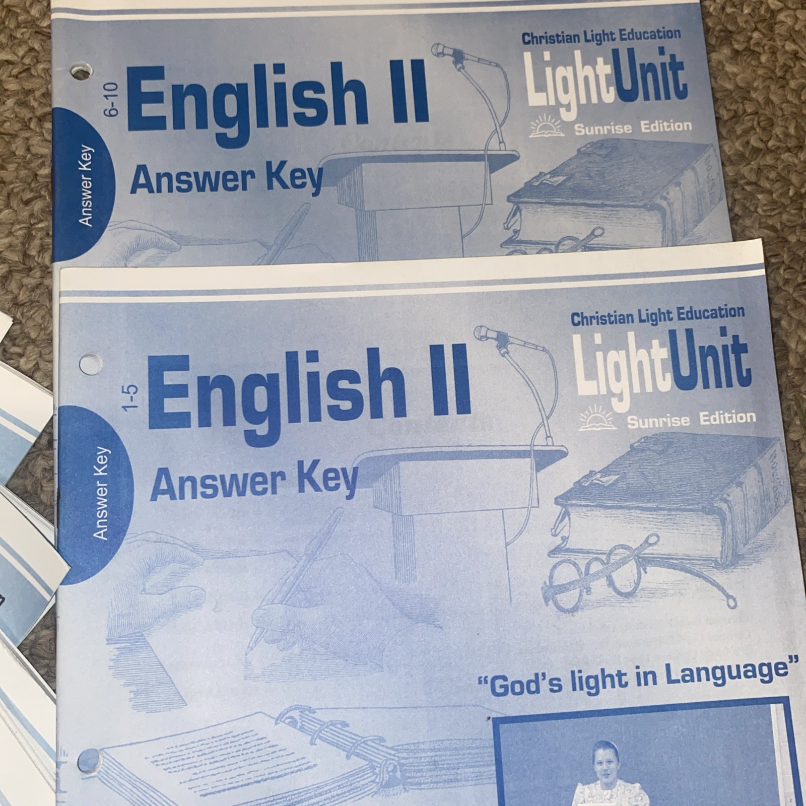 Christian Light Education English II Light Units 1-10 W/Answer Keys Sunrise Ed.