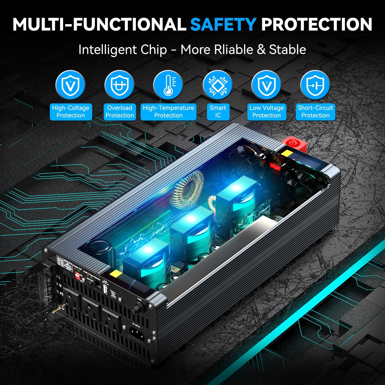1500W Pure Sine Wave Inverter & Charger for Sump Pump Battery Backup System