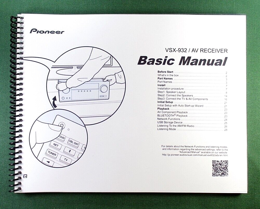 Pioneer VSX-932 Basic Instruction Manual: 32 Pages & Protective Covers!