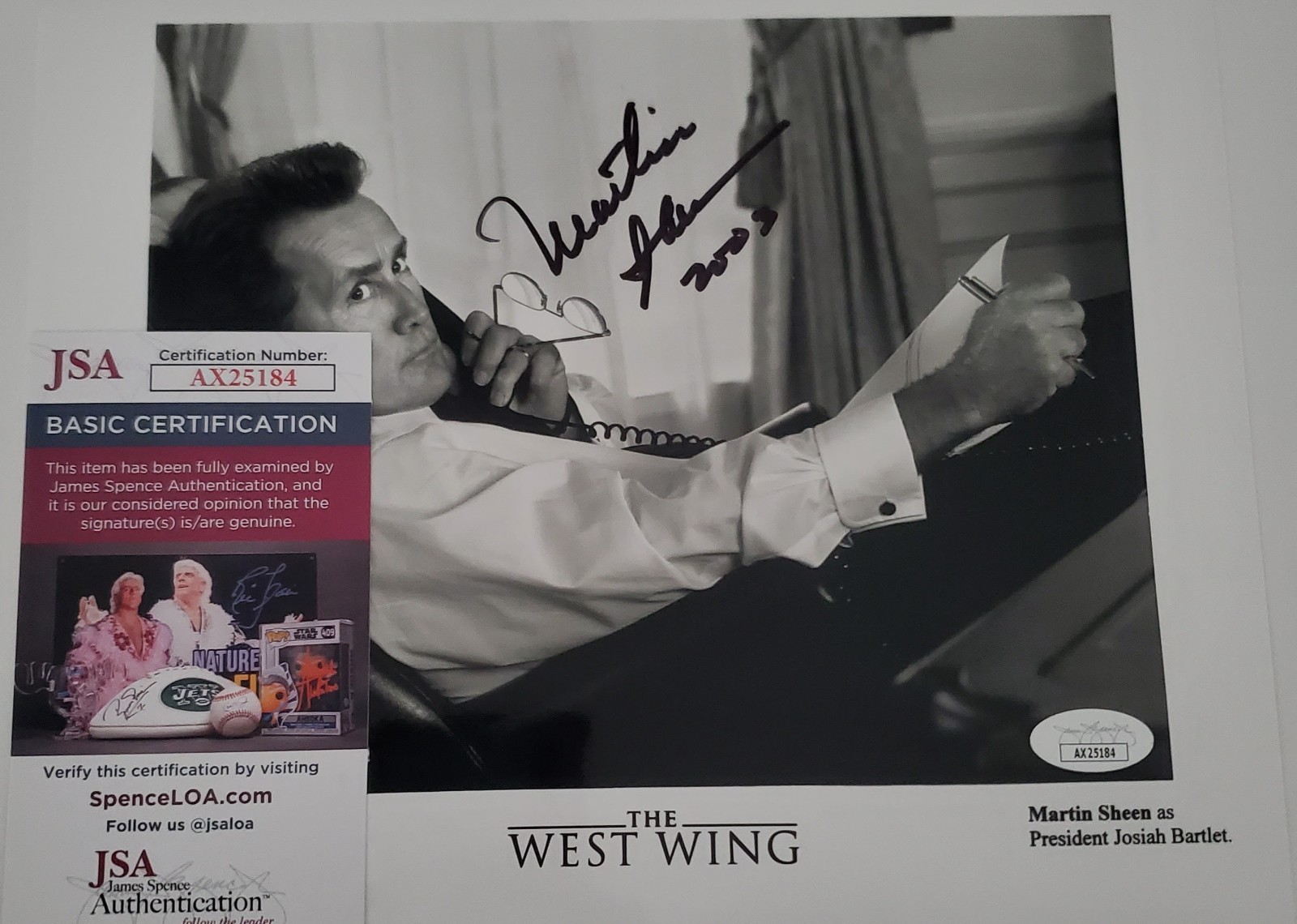 Martin Sheen WEST WING with JSA COA signed 8×10# G01