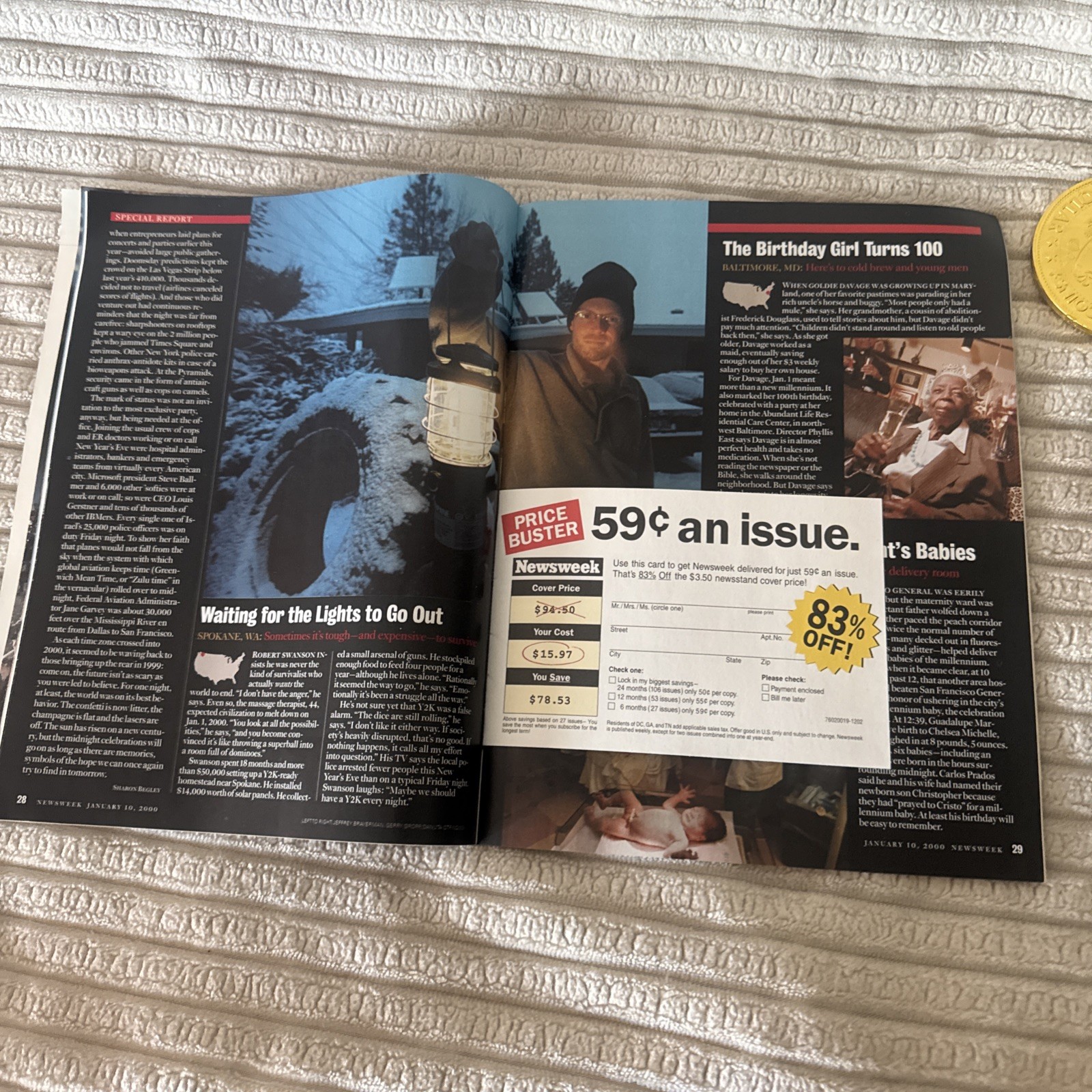 Newsweek Commemorative Y2K 1/1/2000 Issue And Chocolate Y2K Gold Coin