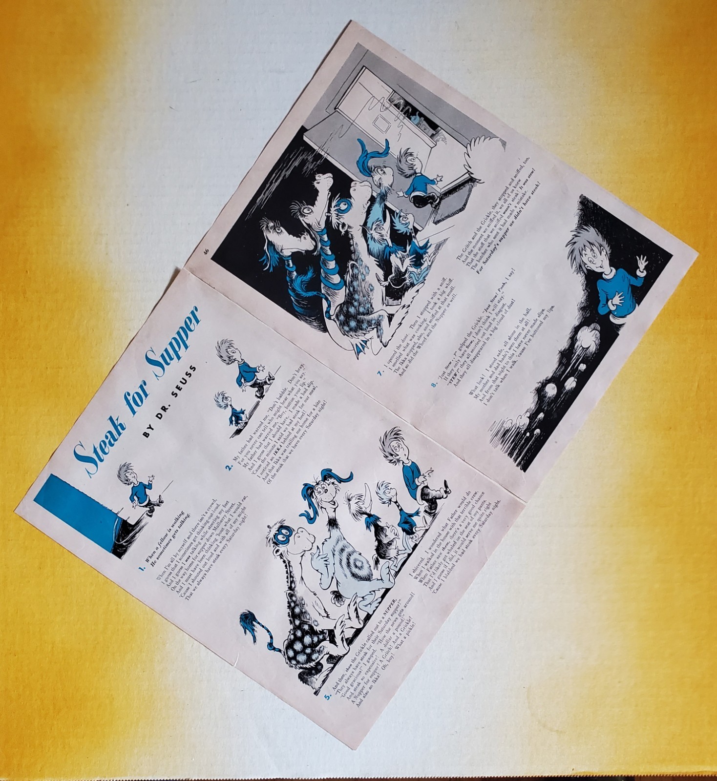 STEAK FOR SUPPER – 6TH LOST DR. SEUSS STORY ON ORIGINAL REDBOOK PAGES- NOV. 1950