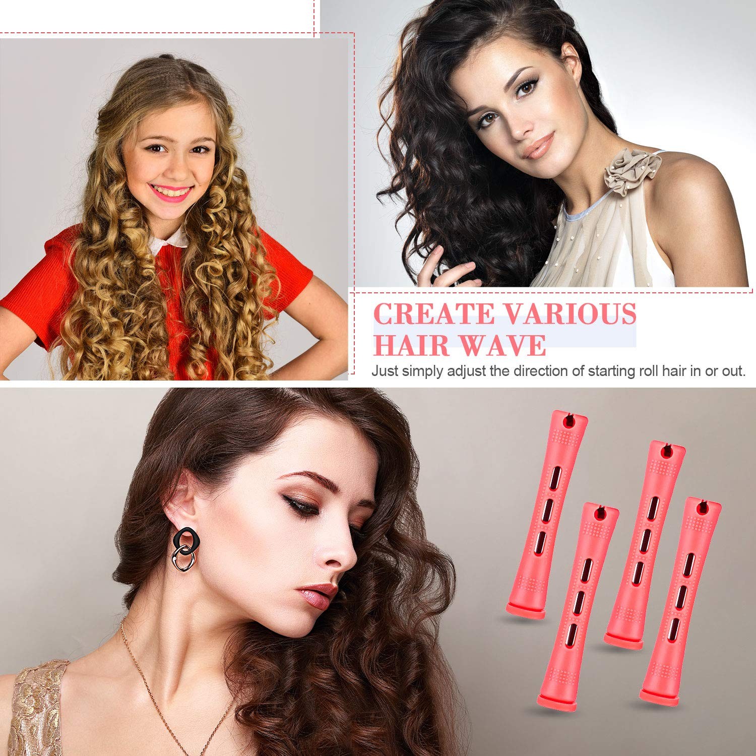 48 Pieces Hair Perm Rods Short Cold Wave 0.51 Inch (Pack of 48), Pink