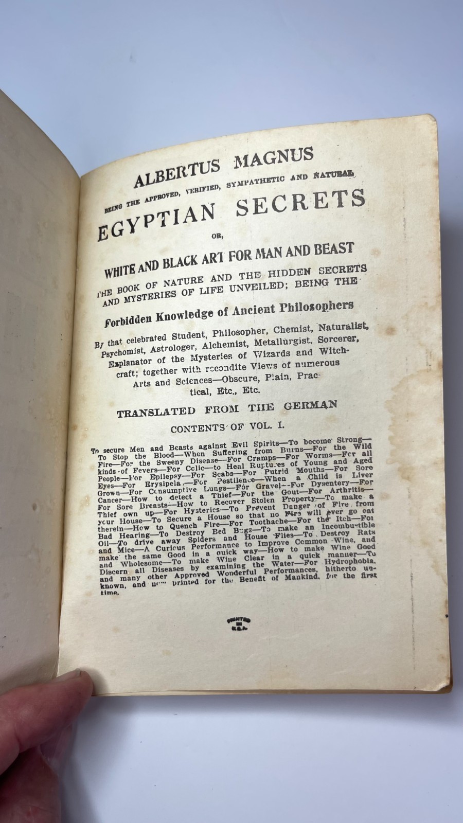 EGYPTIAN SECRETS, WHITE AND BLACK ART FOR MAN and BEAST Albertus Magnus OCCULT