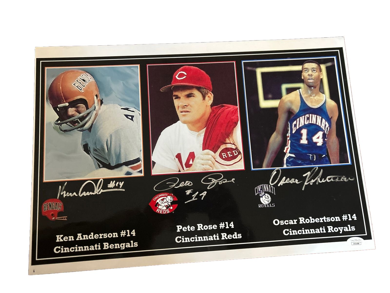 OSCAR ROBERTSON Pete Rose Ken Anderson SIGNED JSA Cinti Reds Bengals Royals