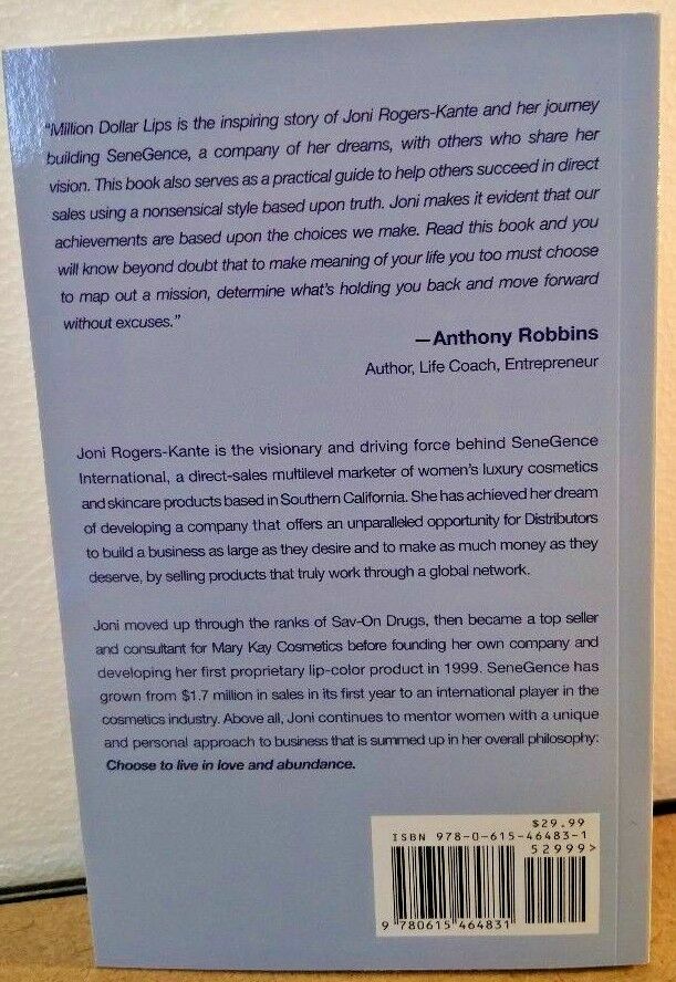 Million Dollar Lips Book by Joni Rogers-Kante CEO founder SeneGence & LipSense