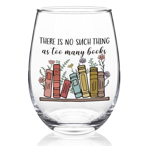 Gifts for Women, Book Lover Wine Glasses 17oz, Gifts for Readers Book Lovers