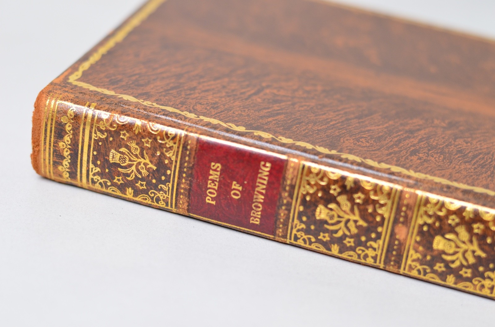 Vintage Faux Tree Calf Leather Bound Poems by Robert Browning 1932 – Imitation