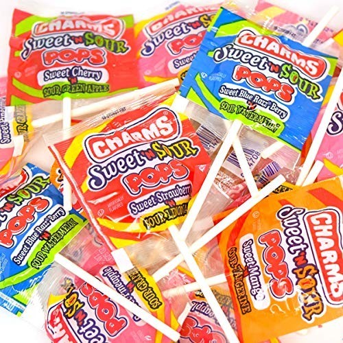 Charms Sweet and Sour Pops – Box of 48 Individually Wrapped 0.6 oz. Lollipops –