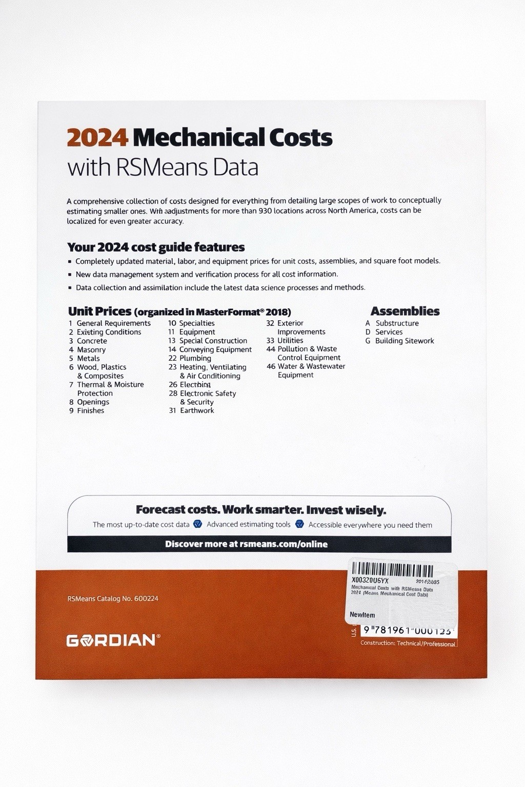 2024 GORDIAN RS MEANS MECHANICAL COSTS RSMeans Data 47th Ed.VERY GOOD