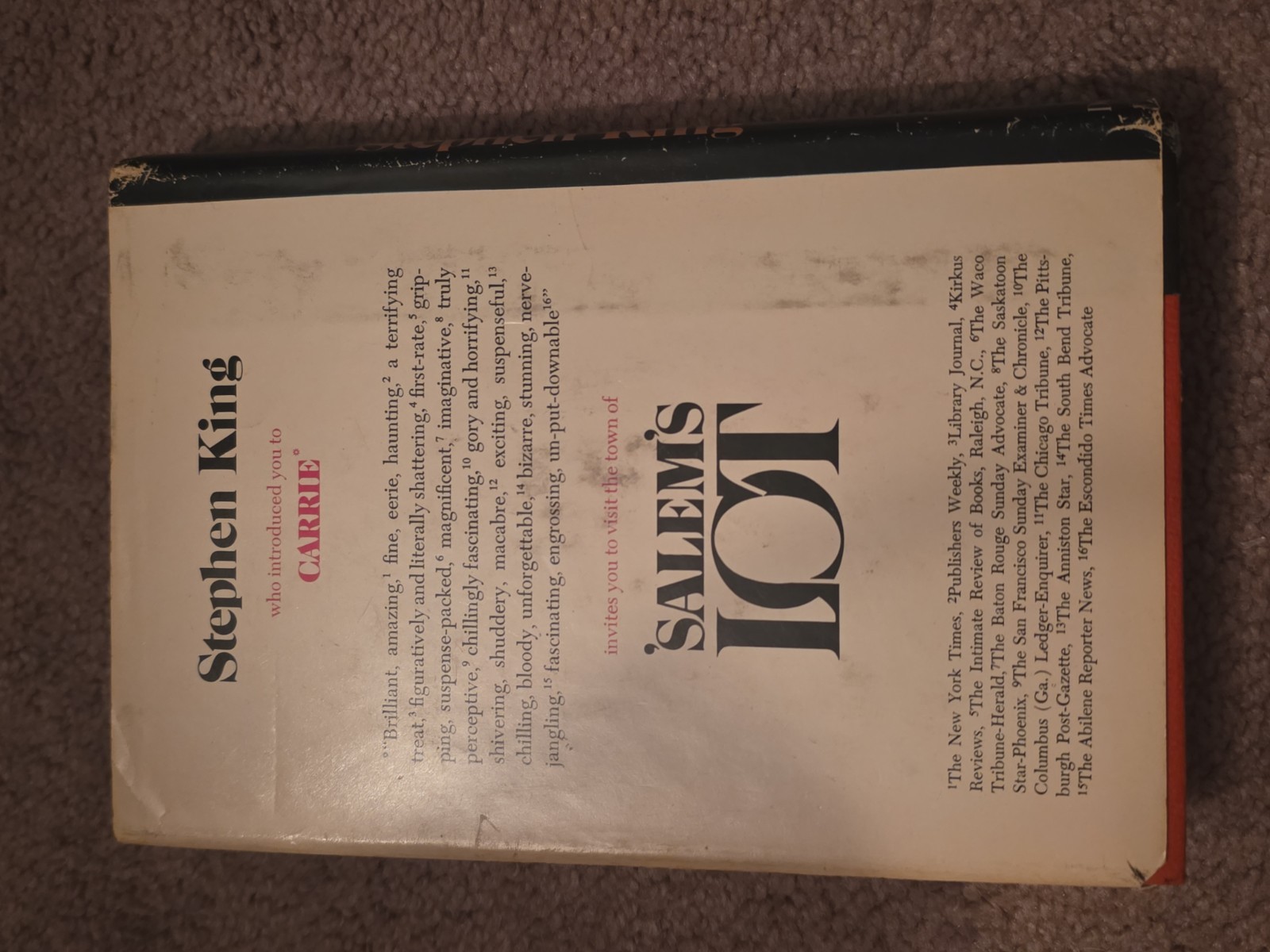 SALEM’S LOT HC BOOK CLUB EDITION Stephen King 1975
