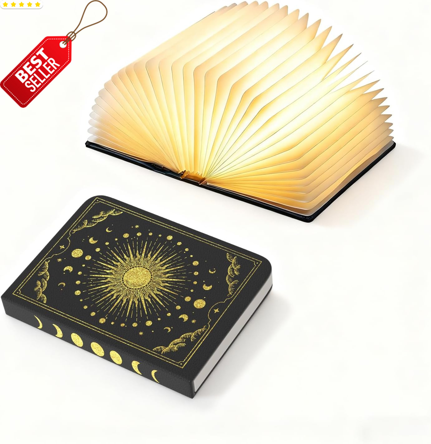 6.5in Foldable Book Lamp Rechargeable Paper Light Embossed Night Light – US