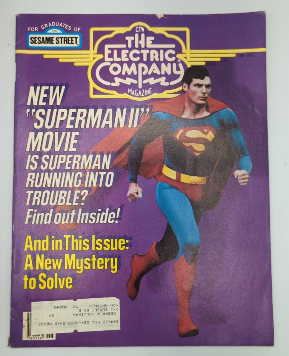 Vintage 1981 Sesame Street Electric Co Superman Christopher Reeve Childrens