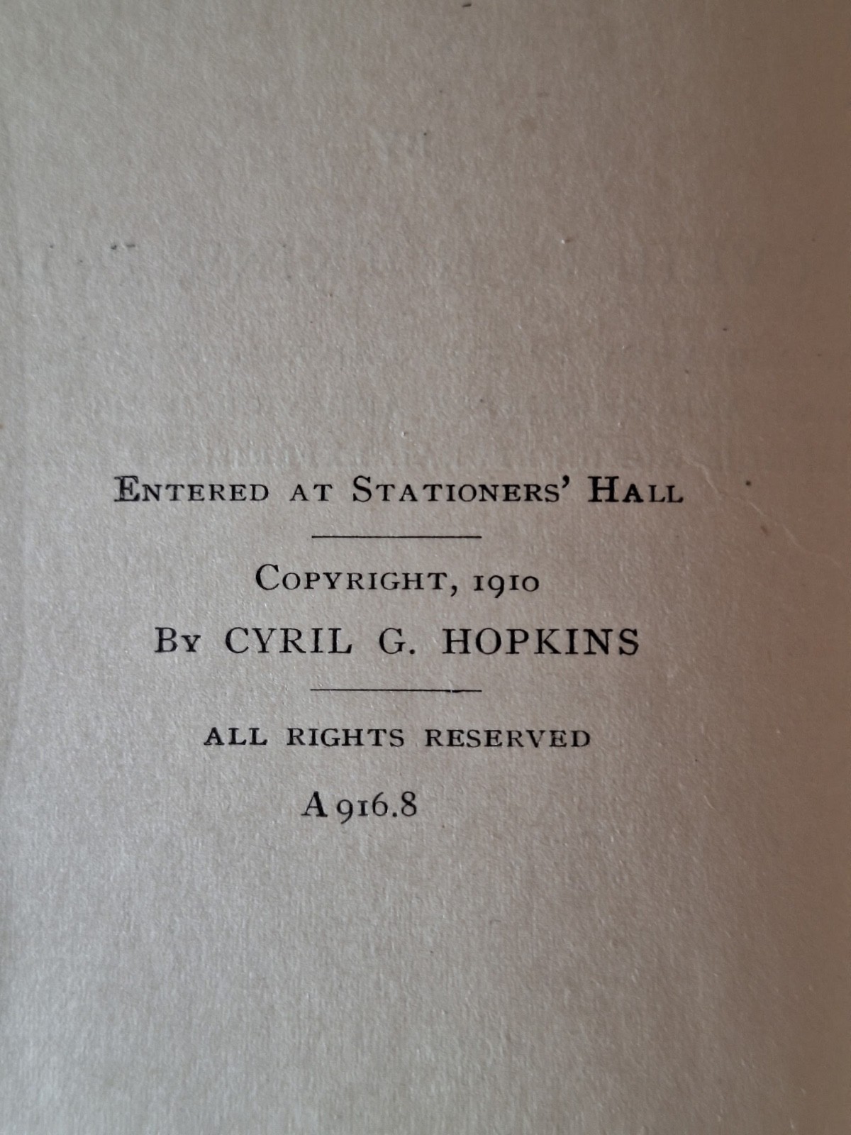 VTG 1910 Soil Fertility & Permanent Agriculture Hard Cover Book, Cyril G Hopkins