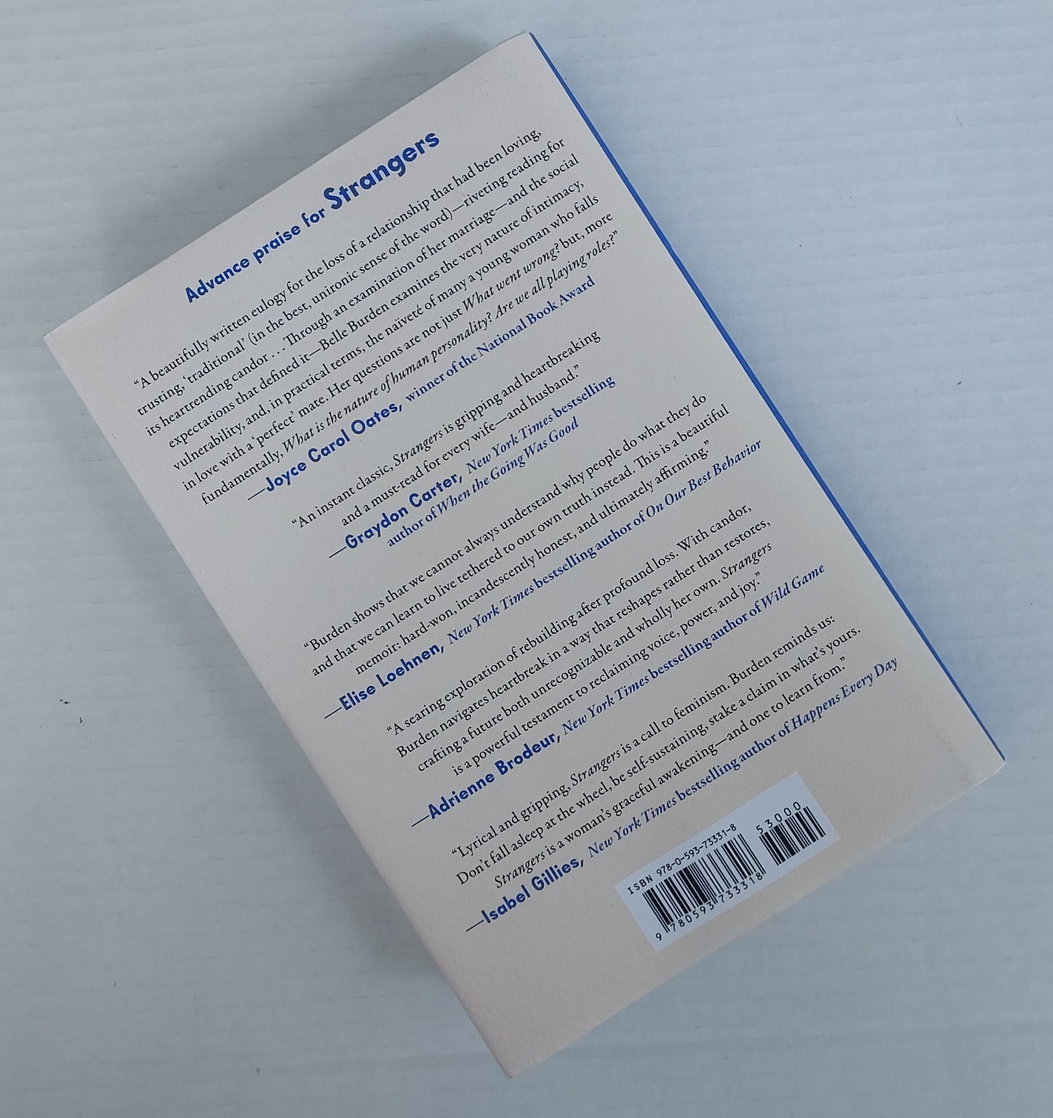 Strangers A Memoir of Marriage Burden Belle Hardcover Pristine Cond