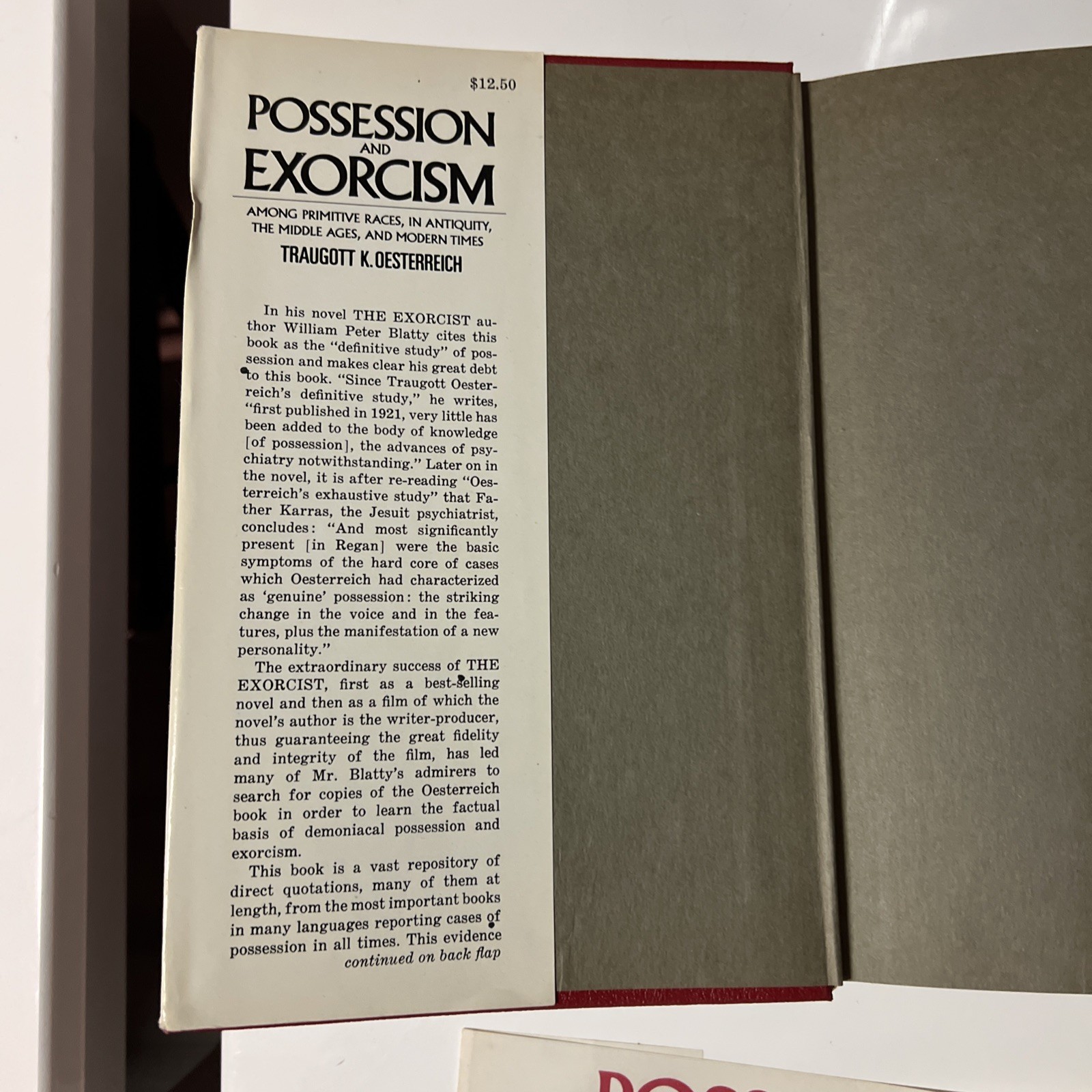 POSSESSION AND EXORCISM – Traugott K Oesterreich ( HC/DJ 1974) First Edition