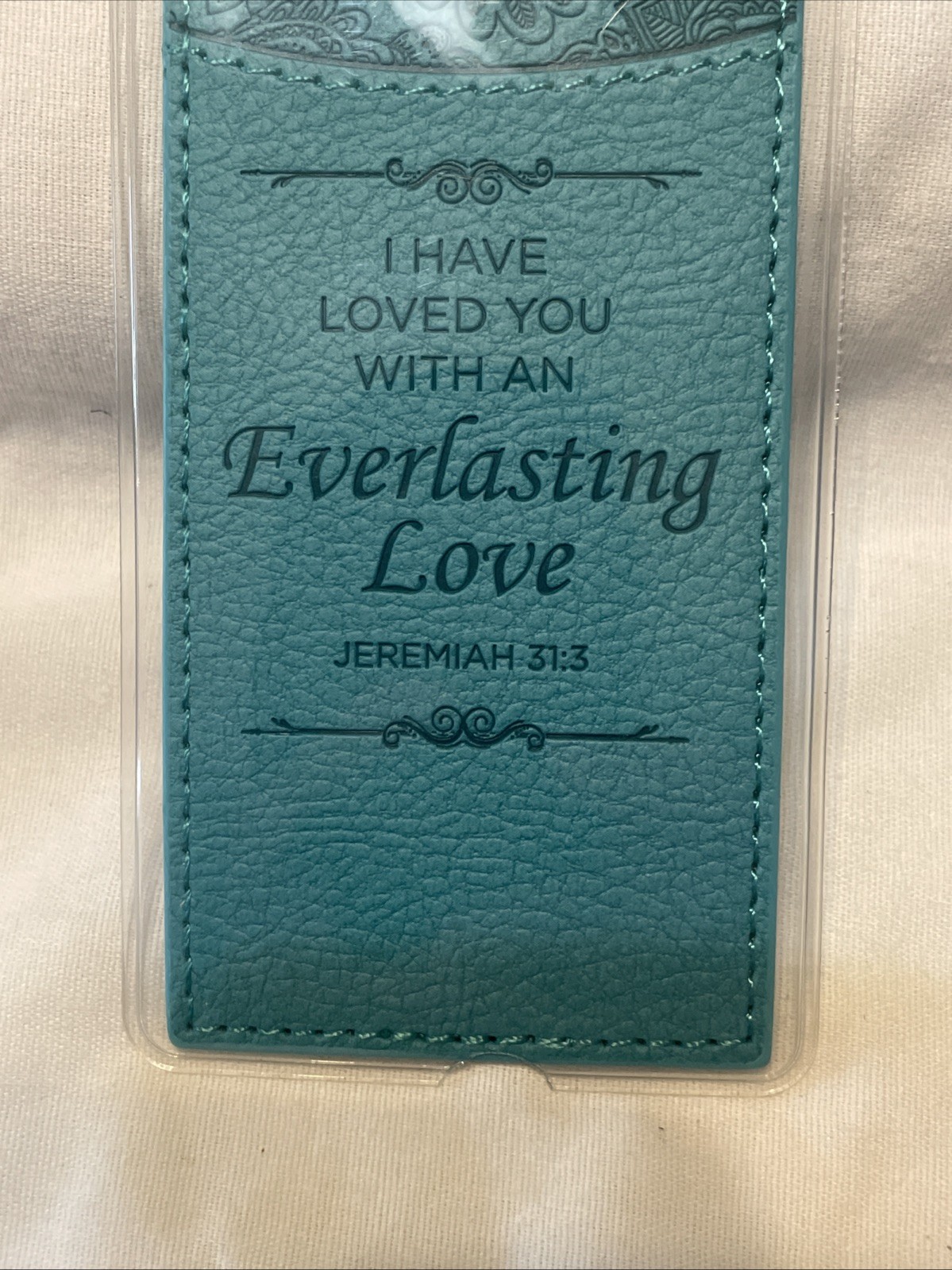 Vegan Leather Scripture Bookmark for Men & Women: Everlasting Love Jeremiah 31:3