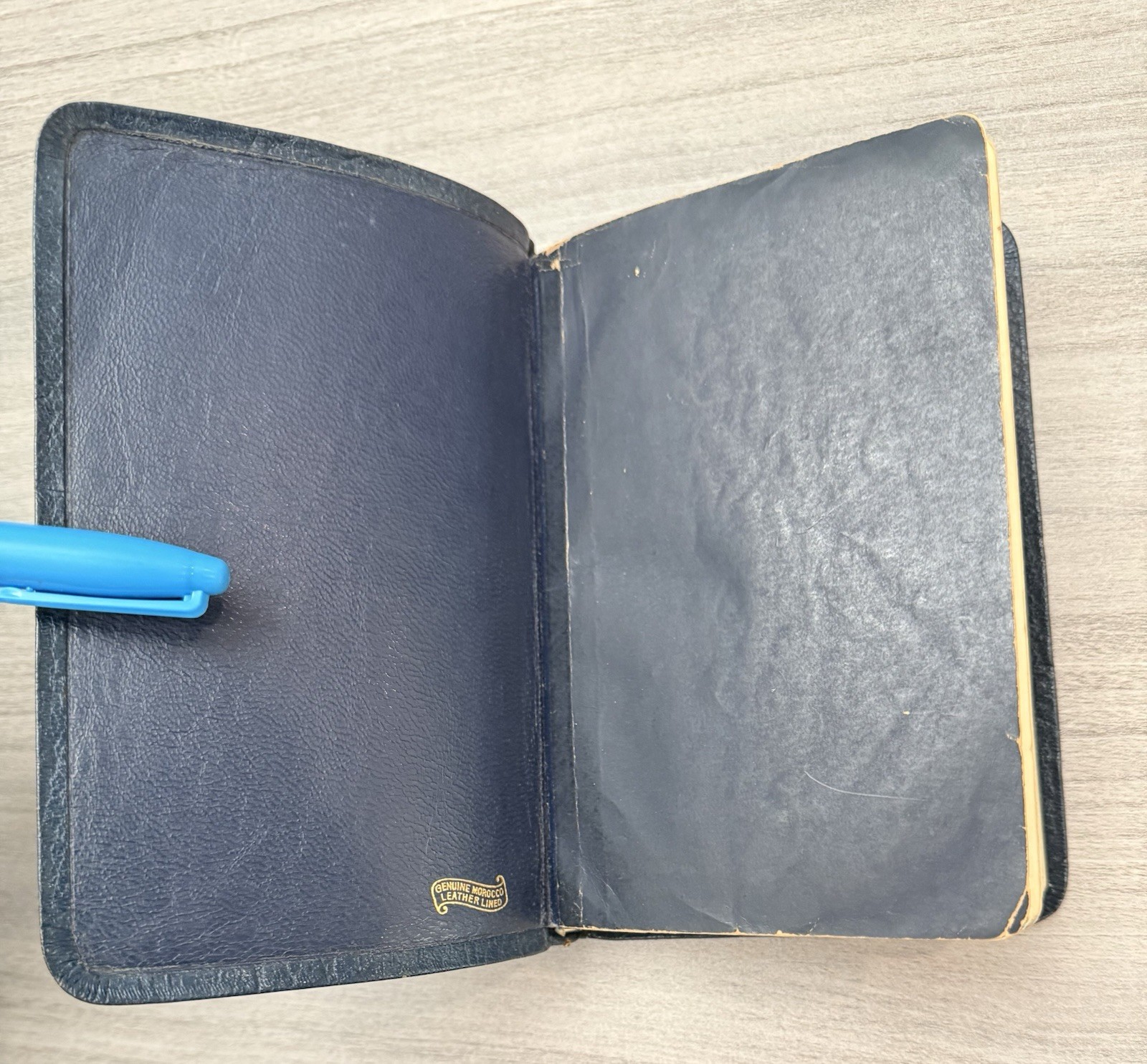 RARE 1963 Compact Harper BLUE MOROCCO Leather KJV Bible Eyre Spottiswoode 2400X