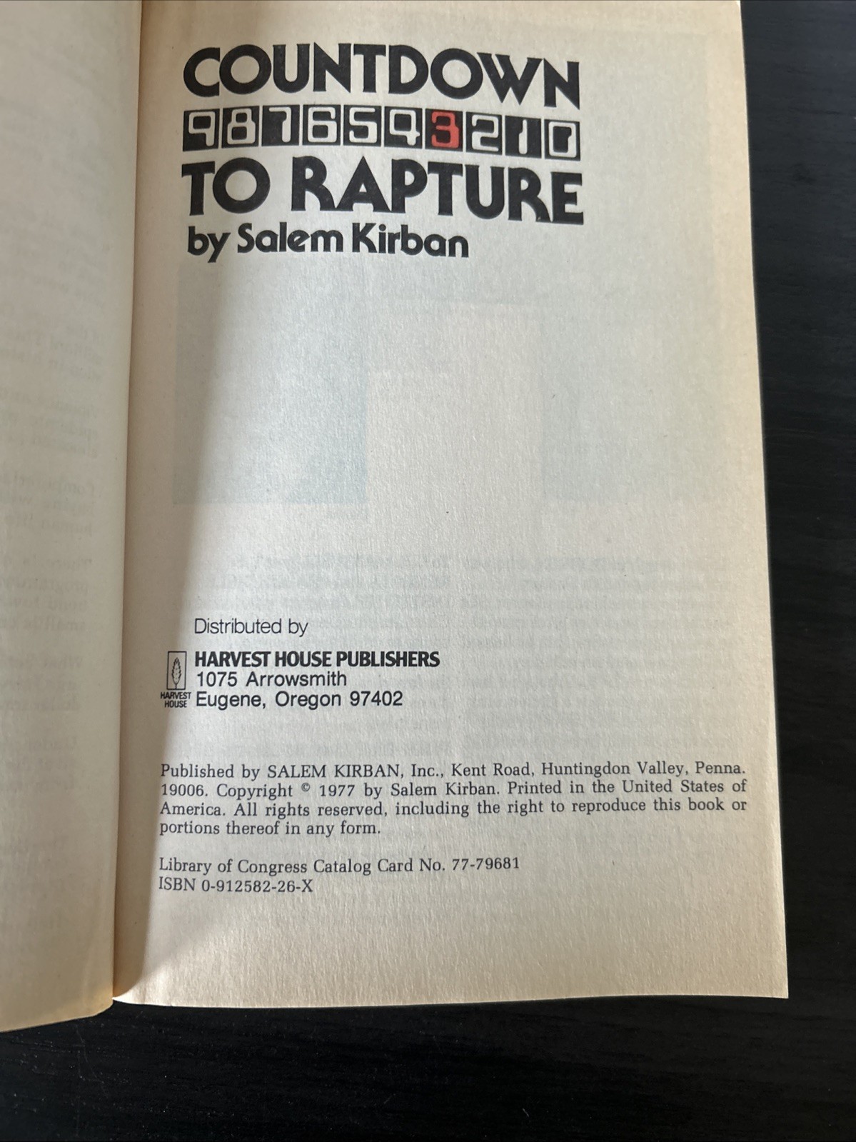 Countdown To Rapture – Salem Kirban- 1977 Original Harvest House Edition