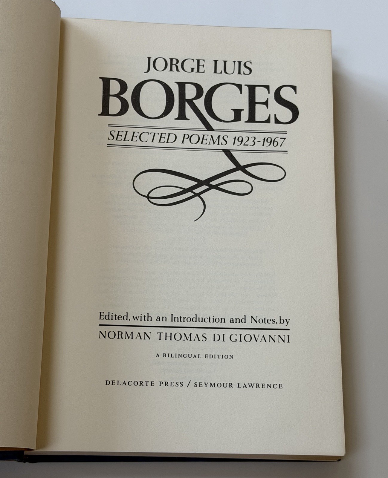 Selected Poems Jorge Luis Borges VTG HARDCOVER 1972 blingual collected poetry of