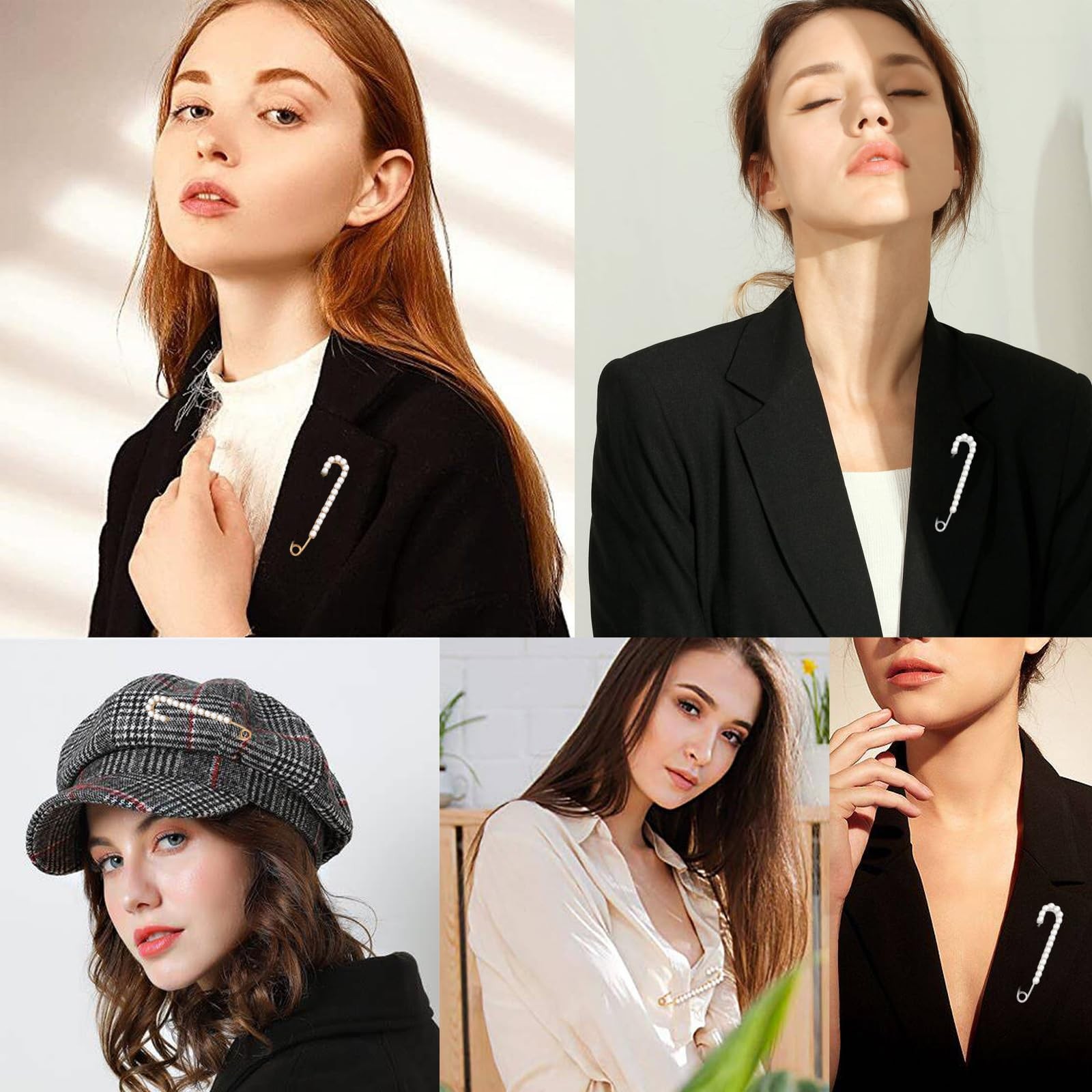 8 Pieces Sweater Shawl Clips 7 cm, 5 7.6 white, black, gold, silver