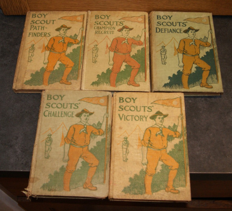 Lot of 5 Boy Scout Books 1912 Vol 6, 9-12 Saalfield HC Antique Scouting Stories